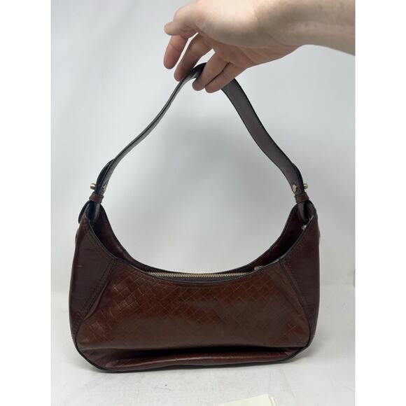 Lancel [Authentic] Curb‎ Dark Brown Leather Weave Gold Chain Shoulder Bag, EUC - Picture 8 of 13